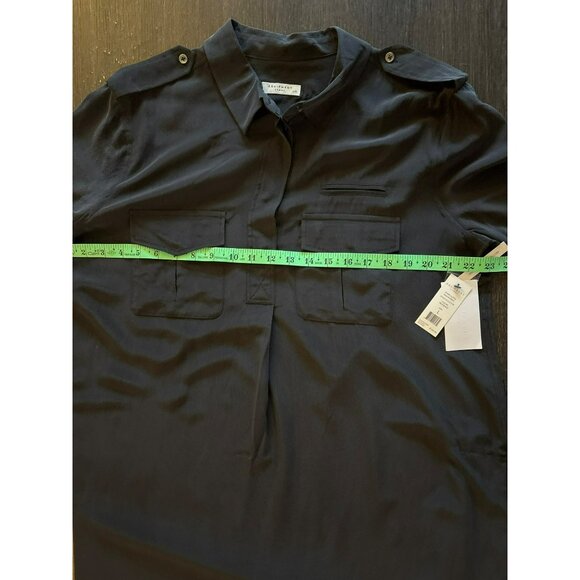 NWT Equipment Femme True Black Short Sleeve Silk Major Shirt Dress Size Large - Picture 6 of 7